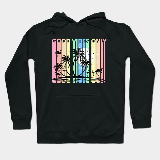 Good Vibes Only, Paradise Island Silhouette Design Hoodie by Positive Lifestyle Online